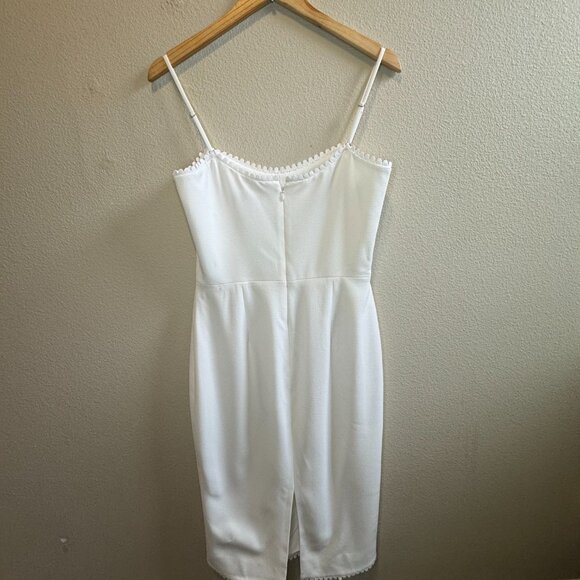 Dress the Population White Midi Dress Spaghetti Strap Slit Size M - Picture 2 of 6